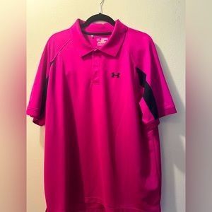 2XL Pink Under Armor collared shirt.
